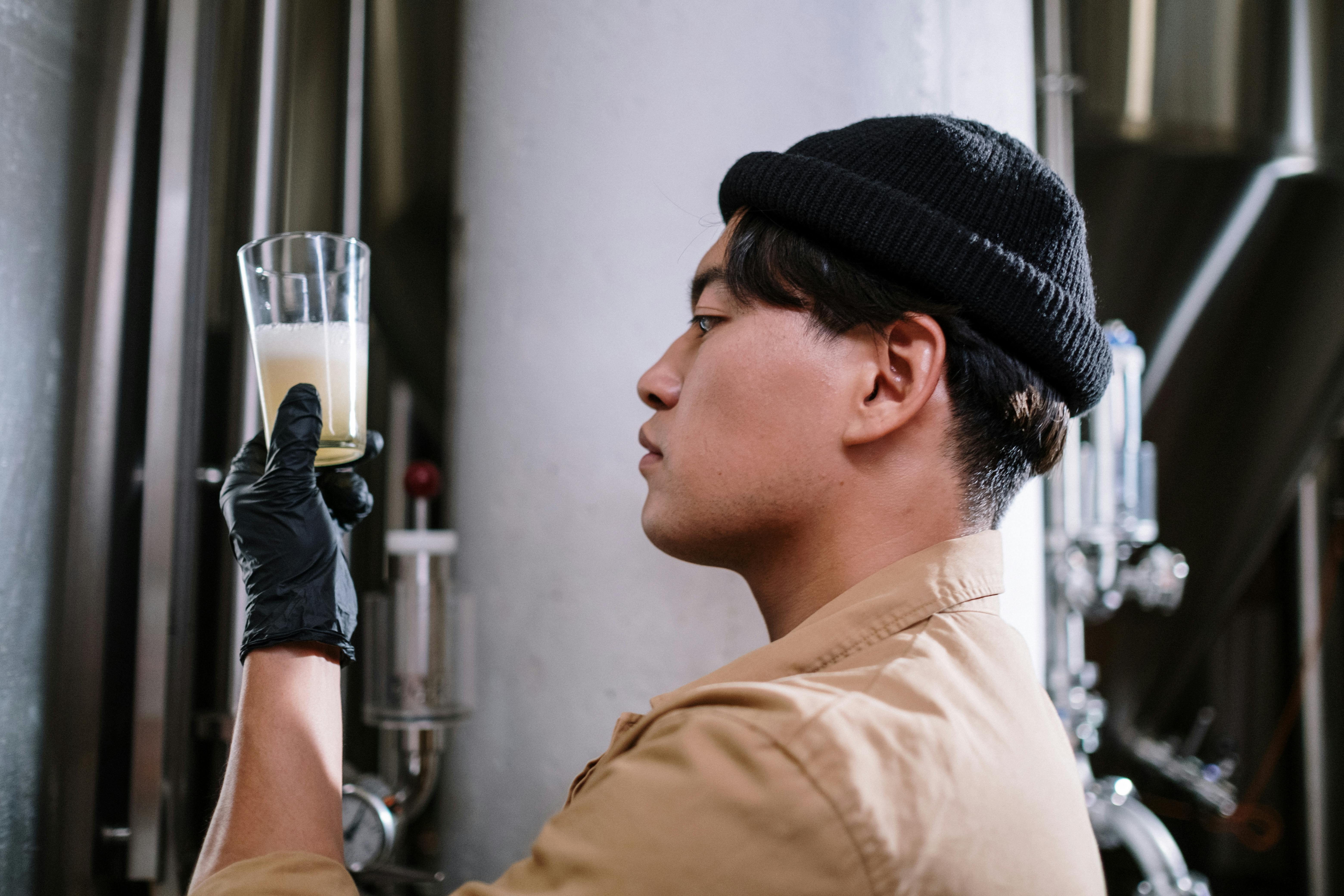 Brewing professional checking beer quality